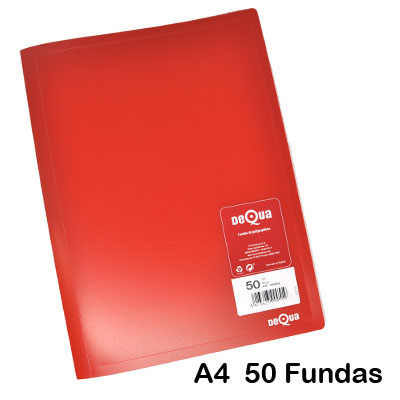 carpeta dequa 50 fundas rojo trans