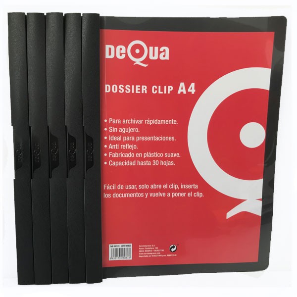 dossier con clip a4 dequa negro