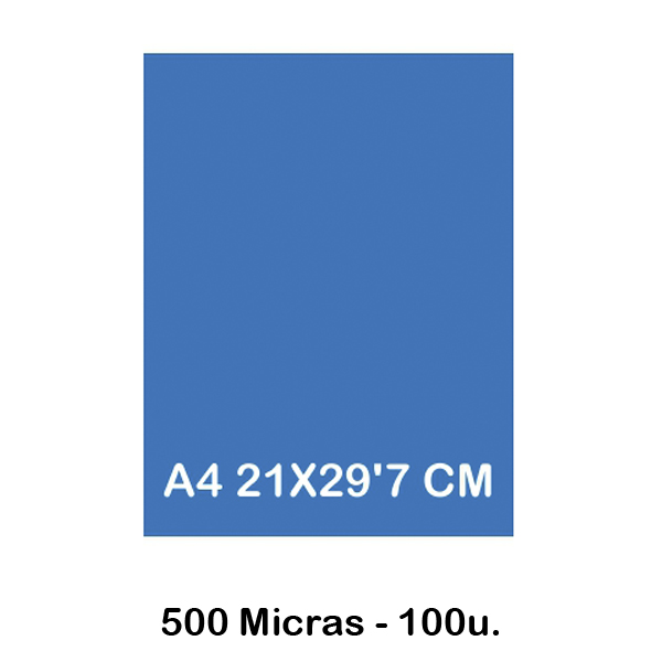 paquete 100 tapas a4 500mic azul
