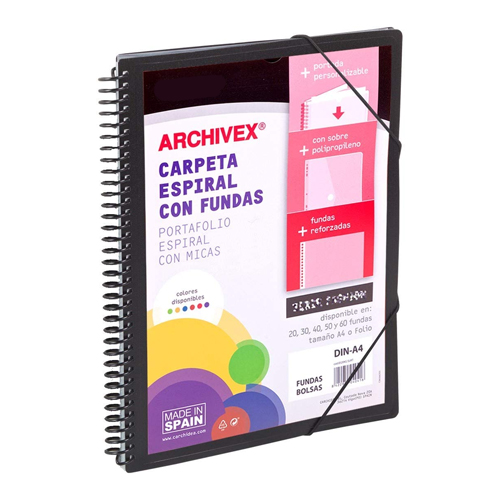 carpeta 30 fundas tapa personaliz negra