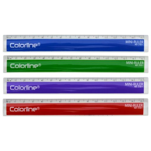 regla 15 cm de plastico franja de color