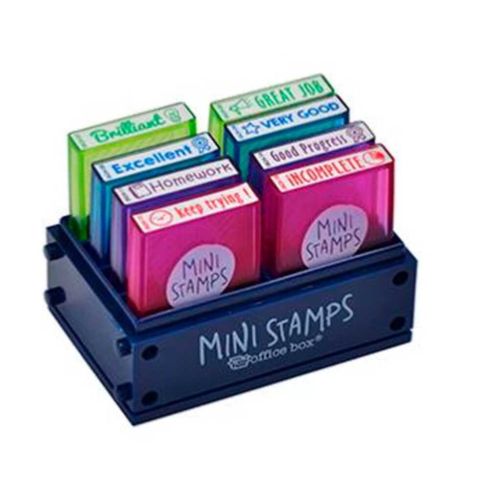 set 8 mini stamps ingles