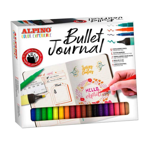 pack bullet journal 12 rot+6 glit+libret