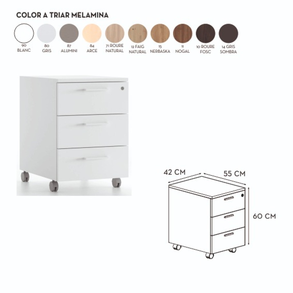 buck 43x55x60 3 cajones con ruedas