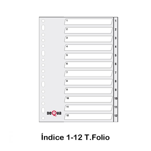 indice numerico folio 1-12 gris dequa