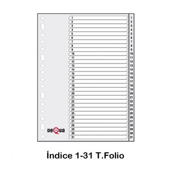 indice numerico 1-31 folio gris dequa