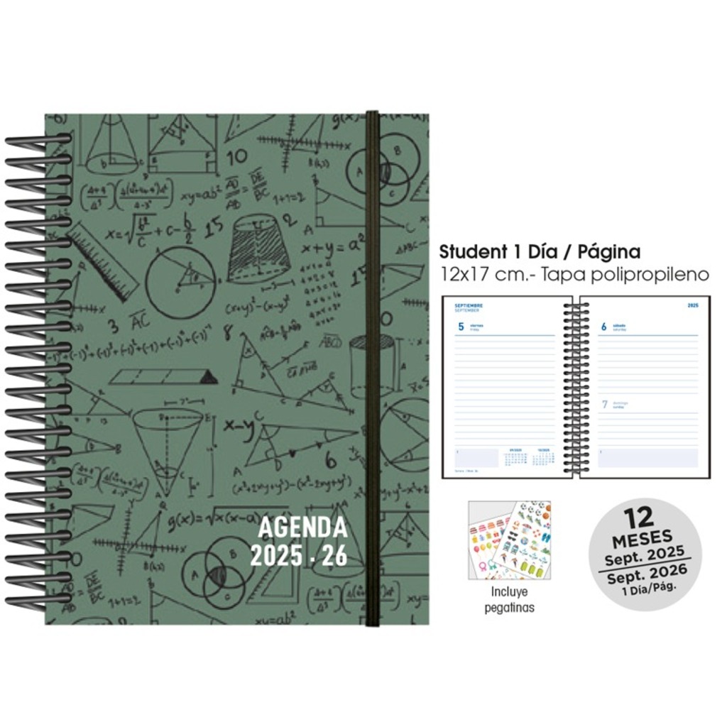 agenda esc. d/p 12x17 25/26 maths verde
