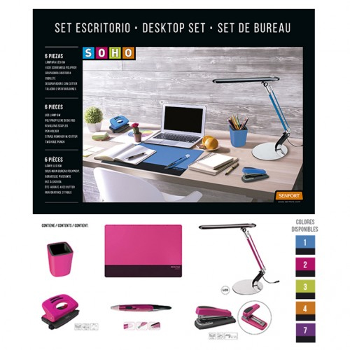 set escritorio 6 piezas soho fucsia