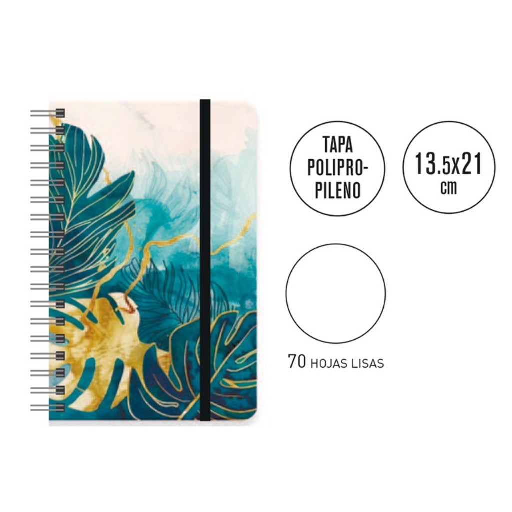 cuaderno notas c/goma 70h liso paradise