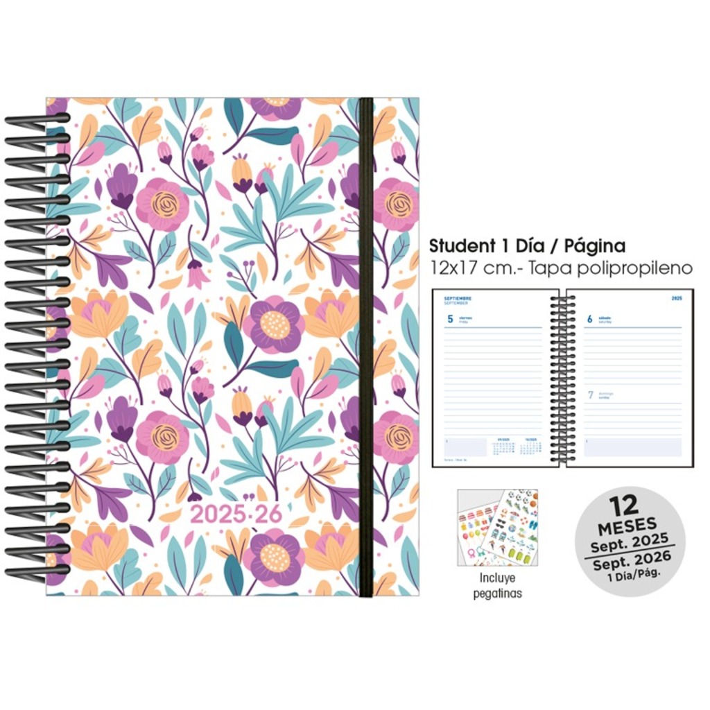 agenda esc. d/p 12x17 25/26 purple flow.