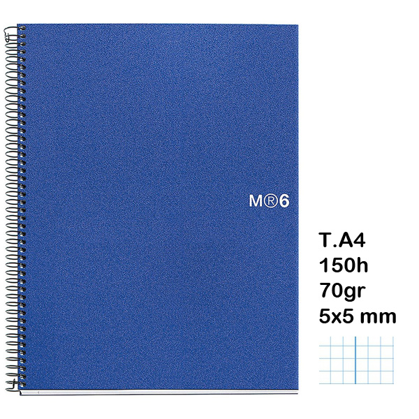 cuaderno a4 note book 150h 70gr azul