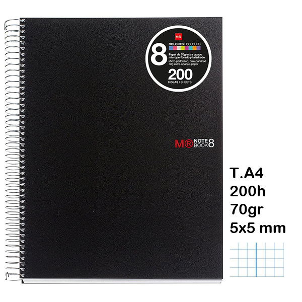 cuaderno a4 note book 200h 70gr negro