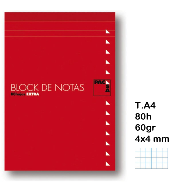 block notas 80h. 60gr. folio 4x4mm