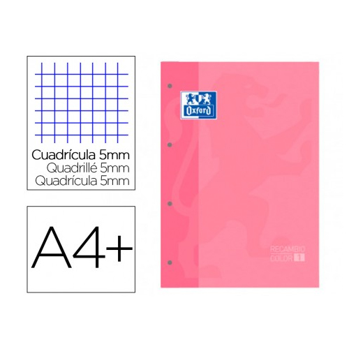 recambio oxford a4 80h 90gr 5x5 rosa