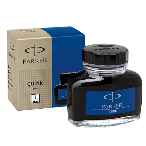 botella tinta pluma azul quink parker