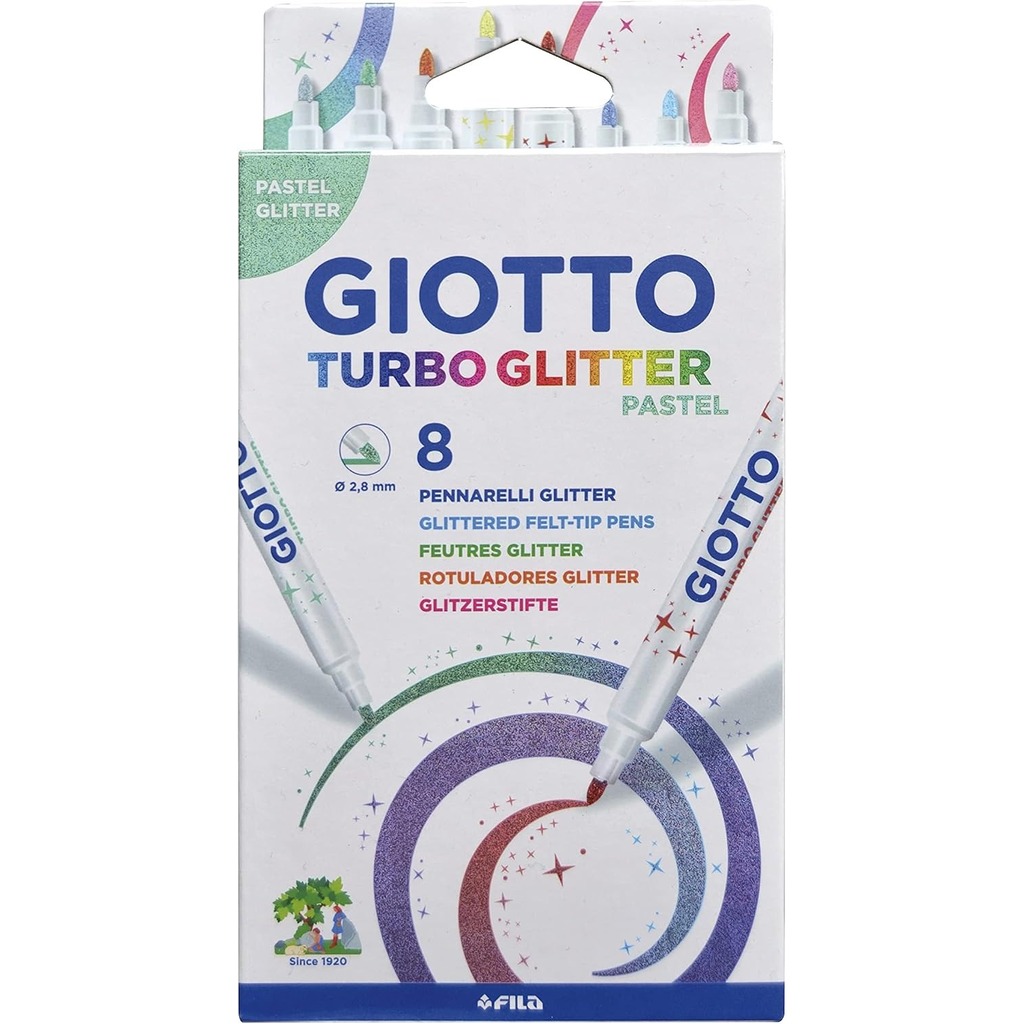 caja 8 rotuladores turbo glitter pastel