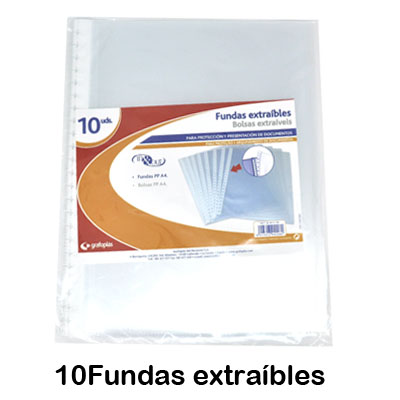 paquete 10 fundas a4 extraible