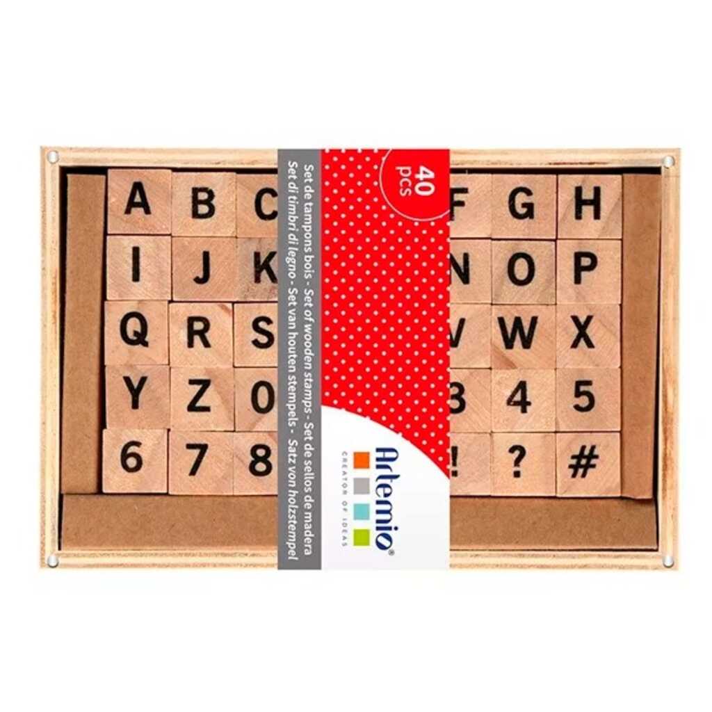 set 40 sellos madera alfabeto
