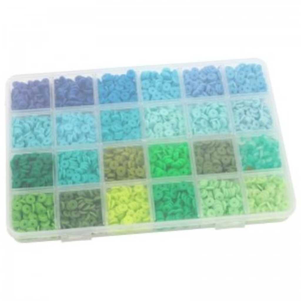 set of beads heishi blue green