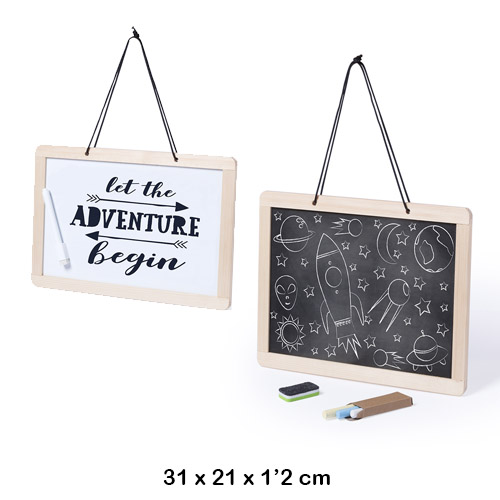 pizarra tiza con tizas y borrador marnik