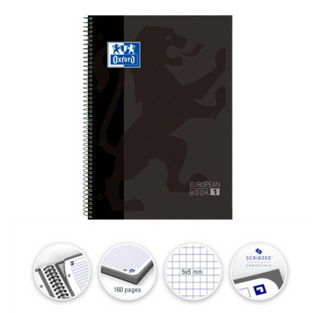 libreta a4 esp. t/d 5x5 80h oxford negro