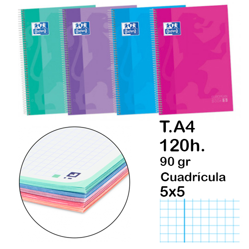 libreta a4+ esp. t/d 5x5 120h oxford