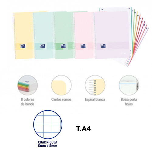 libreta a4+ esp. t/p 5x5 160h oxford