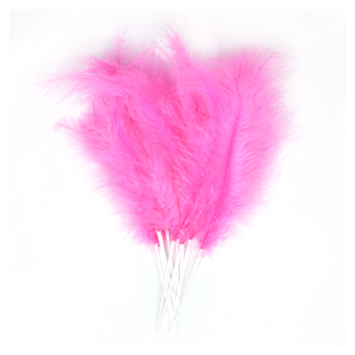 paquete 12 plumas mona 8cm.rosa