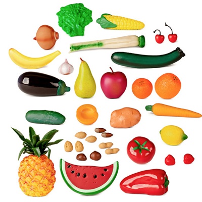 conjunto 36 piezas frutas y hortalizas