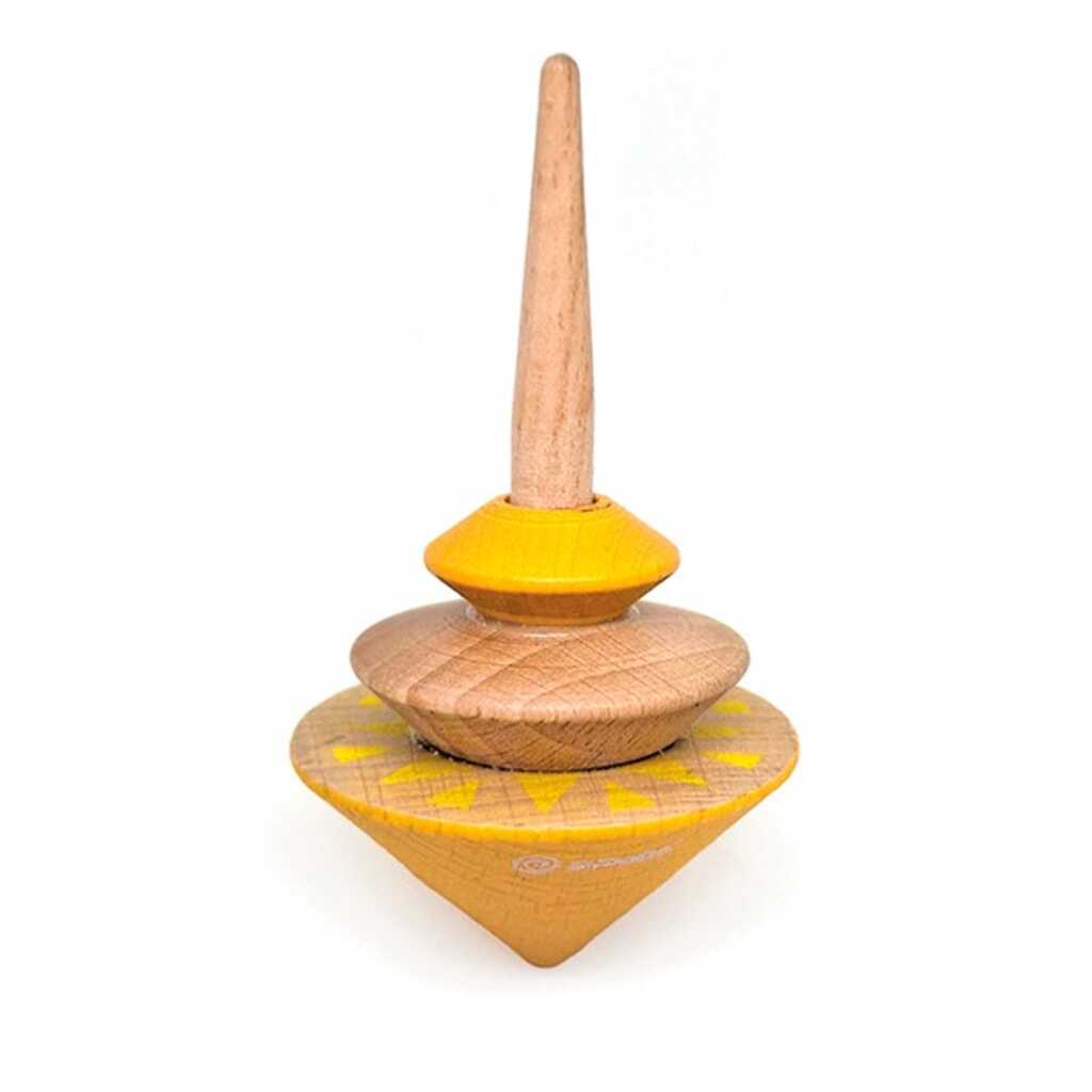 peonza madera geom amarilla