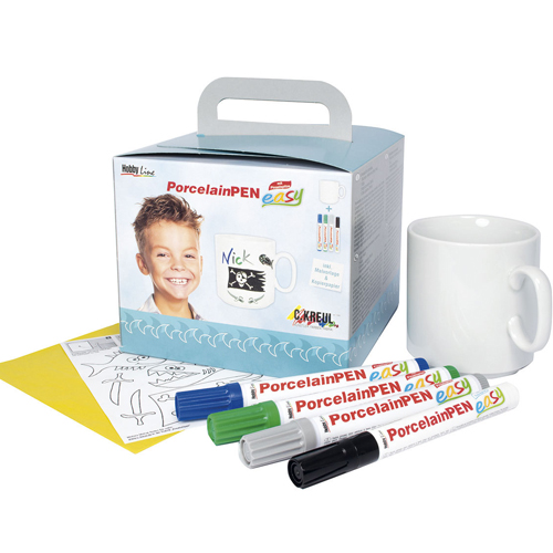 kit 4 rotuladores porcelana + taza