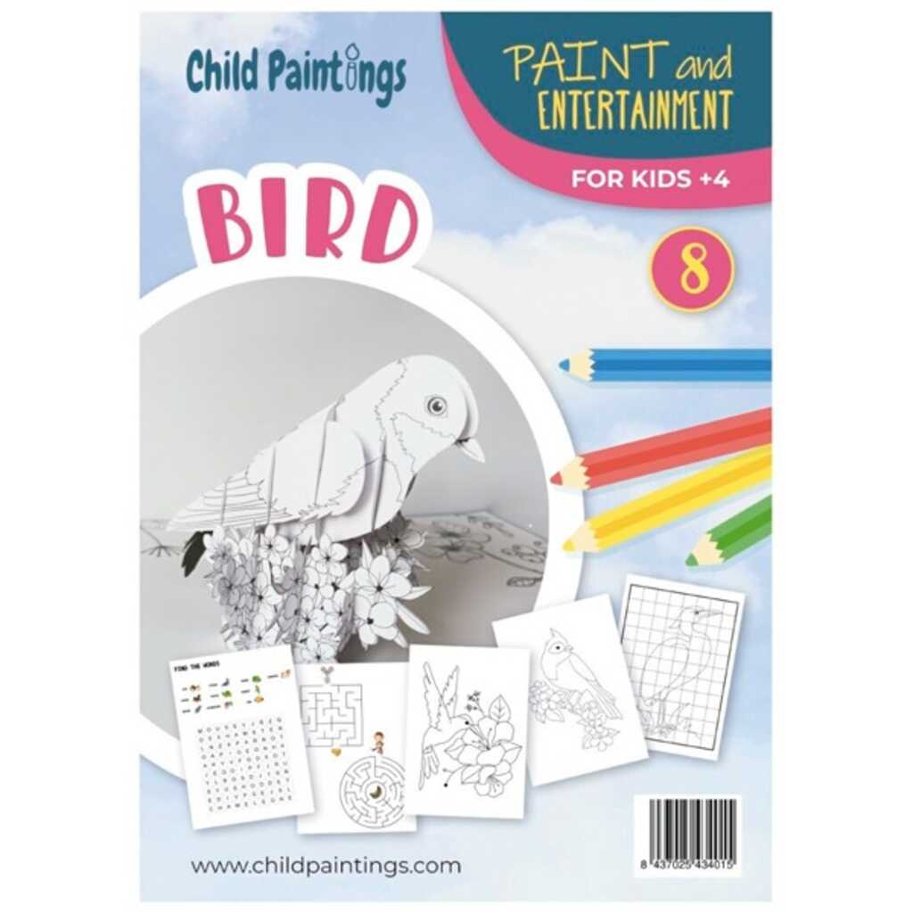 bloc para pintar figura 3d pop up pajaro