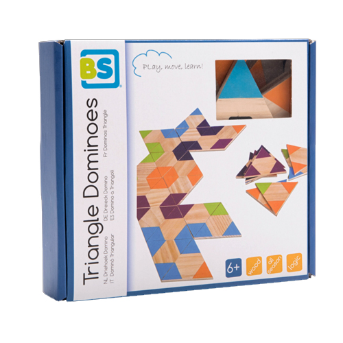 domino triangular de colors de fusta