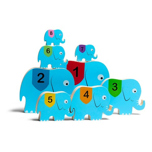 puzle 8 elefants de fusta numerats