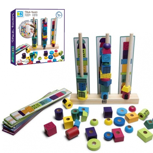 juego apilar torres de madera