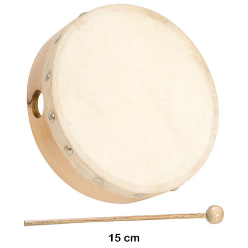 tamboril de piel natura sin cimbalos 15