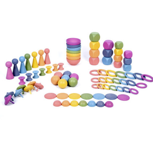 super set arco iris madera - 84 piezas