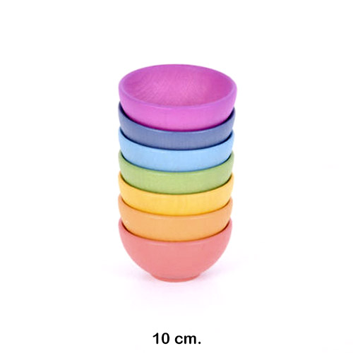 cuencos de madera arcoiris - 7 piezas
