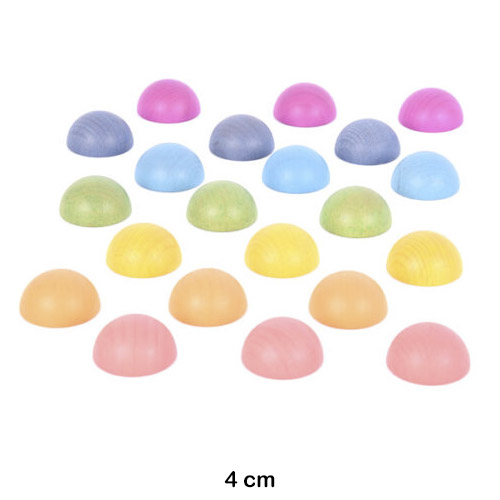 semiesferas de madera arcoiris - 21 piez