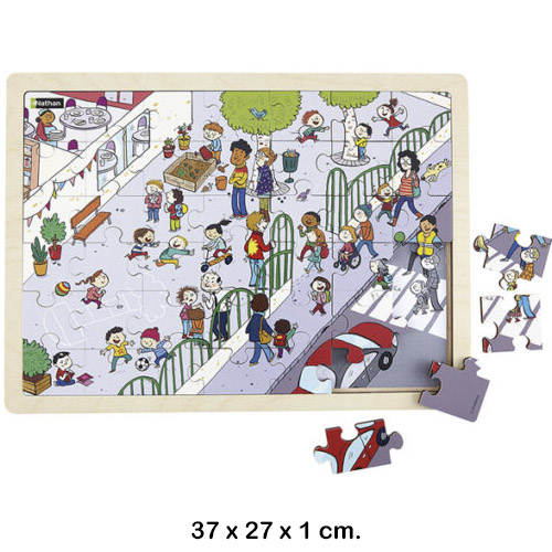 puzzles de fusta el pati de l'escola