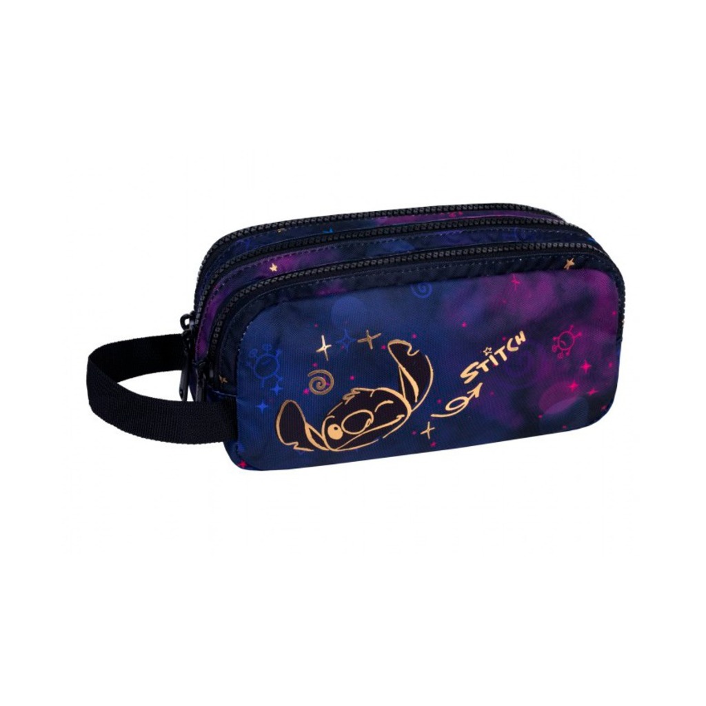 estuche 3 compartimentos stitch gold