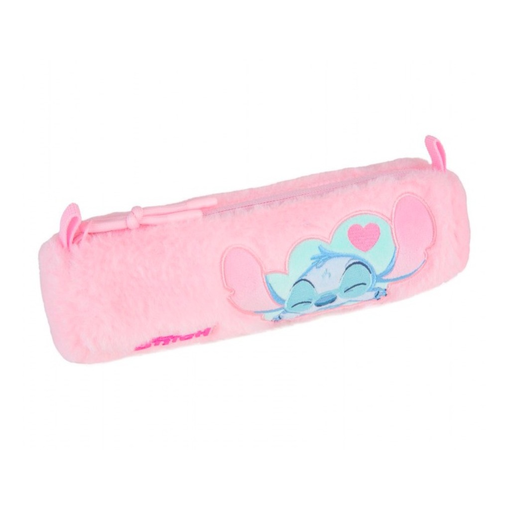 estuche tube stitch pink fluffy