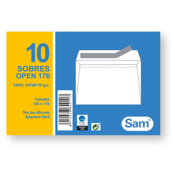 paq.10 sobres offset 120x176 90g blanc