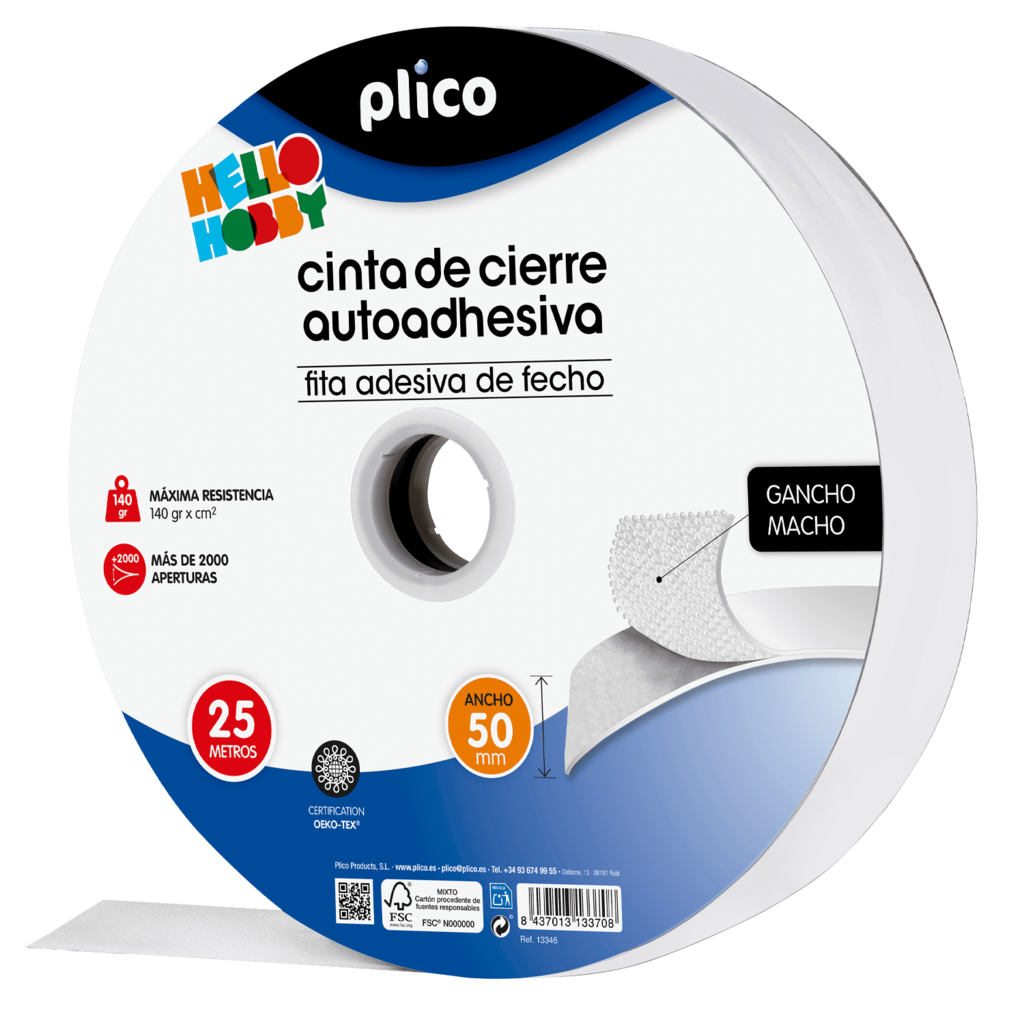 rollo velcro 25m/50mm blanco parte macho