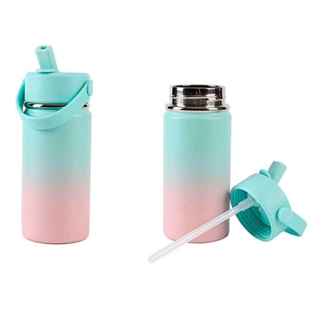 botella termica 400ml asa rosa/azulado