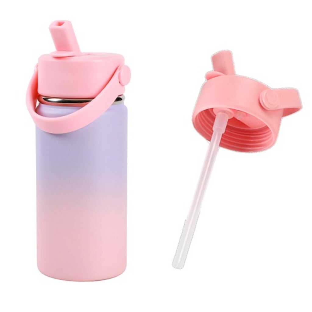 botella termica 400ml asa lila/rosa