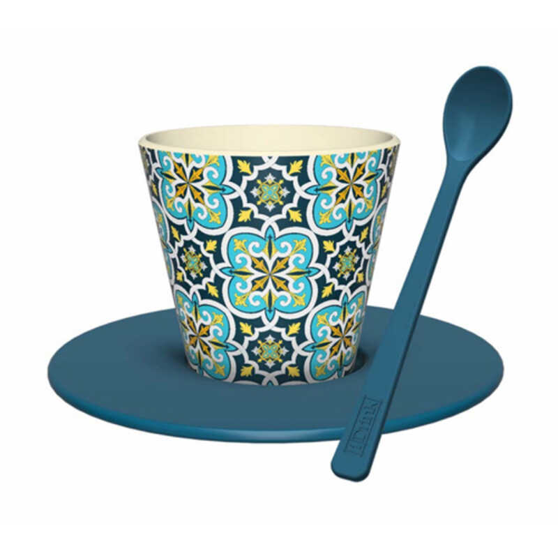 set de taza y cuchara geometrica