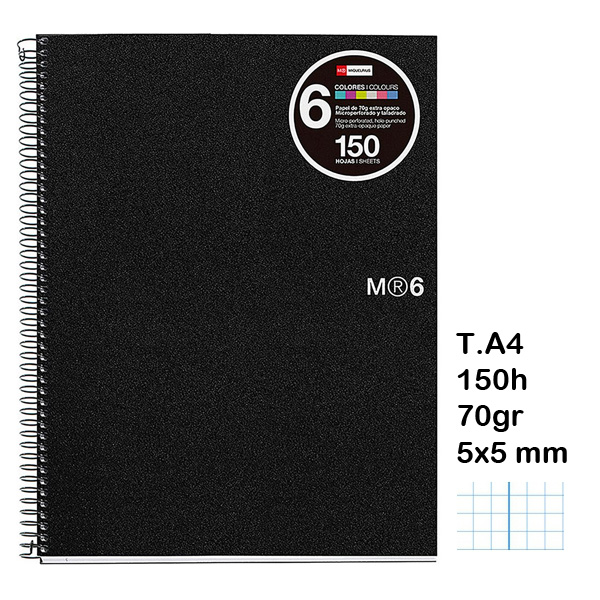 cuaderno a4 note book 150h 70gr negro