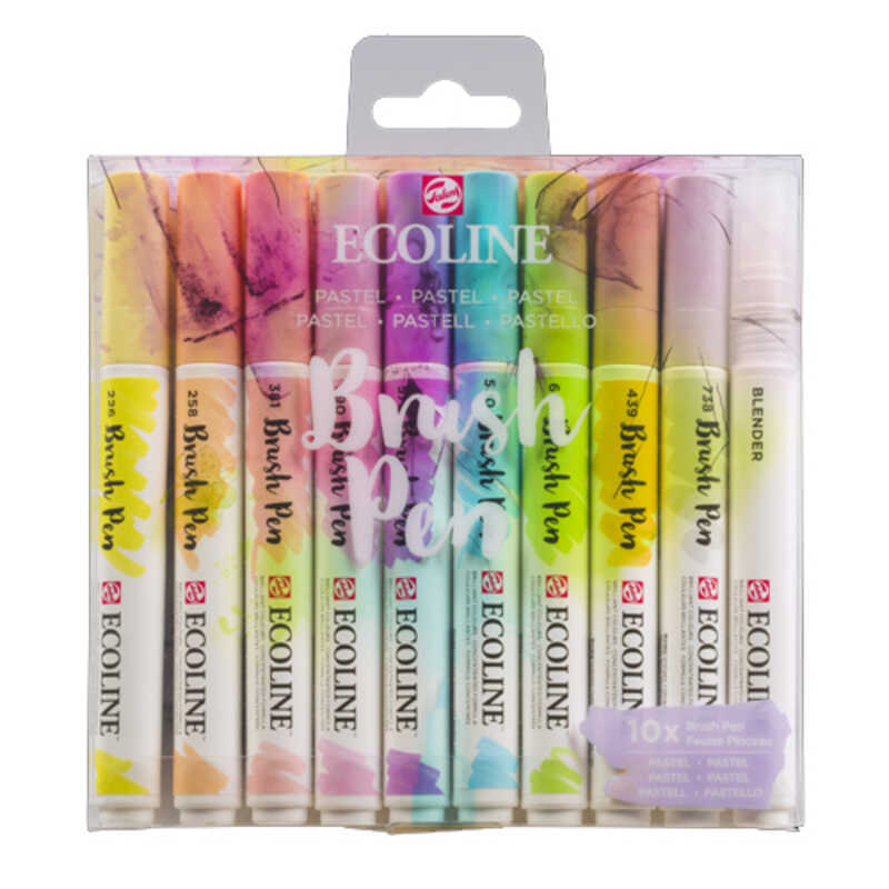 ecoline rotulador pincel set 10u pastel