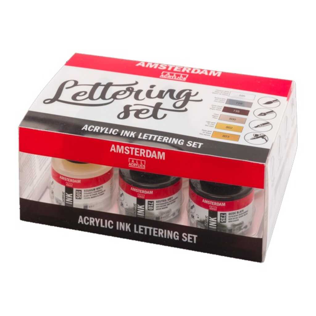 tinta acrilica amsterdam set 6u letterin